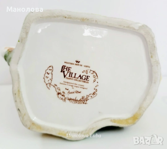 Ръчно рисуван фин керамичен чайник Annie Row, „The Village Autumn Cottage“, снимка 8 - Други ценни предмети - 53123644