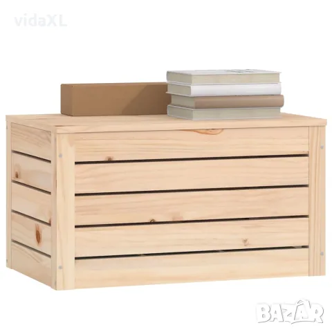 vidaXL Кутия за съхранение, 89x36,5x33 см, борово дърво масив, снимка 8 - Скринове - 56147937