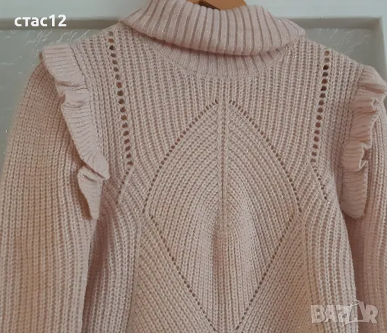 Нова,нежна блуза ,с мека поло яка, снимка 2 - Блузи с дълъг ръкав и пуловери - 48901693