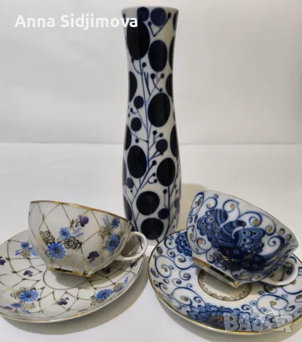 Руски порцелан ЛФЗ двоен сет за чай , снимка 1