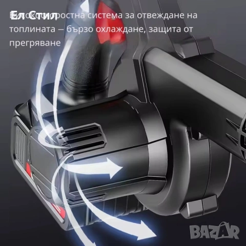 Безжична вентилаторна прахосмукачка 2 в 1 – Издухване и Всмукване с Мощна 21V Батерия, снимка 6 - Други - 53930733