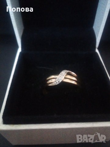 Дизайнерски златен пръстен с диаманти, снимка 2 - Пръстени - 35555060