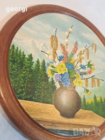 авторска картина върху дървено пано   16/4, снимка 2 - Картини - 48990225