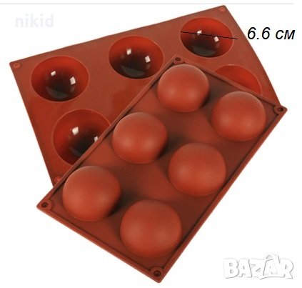6 големи полусфери полукръг силиконов молд форма гипс сапун тесто шоколад украса шоко бомби