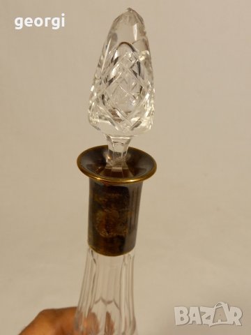 Ретро кристален декантер с метален обков , снимка 2 - Колекции - 42899869