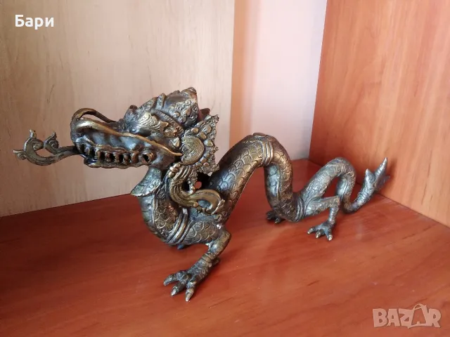ВЕЛИКОЛЕПНА СТАРА БРОНЗОВА СКУЛПТУРА НА АЗИАТСКИ ДРАКОН, снимка 18 - Колекции - 47783398