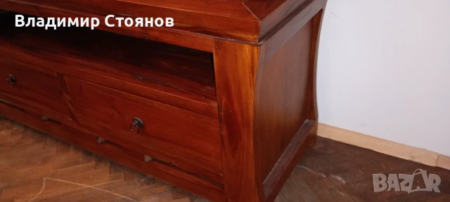 Дървен шкаф за книги + секция (дърворезба), снимка 7 - Шкафове - 50703468