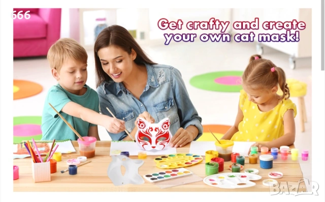 Комплект от 5 броя Котешки маски за лице Направи си сам аниме маски, снимка 3 - Други - 53909293