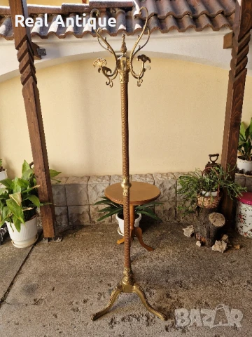 Страхотна антикварна белгийска бронзова подова закачалка , снимка 4 - Антикварни и старинни предмети - 50687326