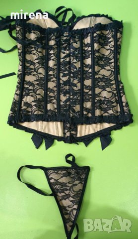 Дамски секси корсет в телесно и черно с дантела, снимка 5 - Корсети, бюстиета, топове - 40326001