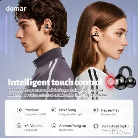 UcanI безжични open-ear слушалки с clip-on, Bluetooth 5.4, ENC, IPX5, снимка 8 - Bluetooth слушалки - 55849738