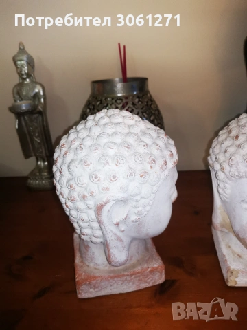 Две красиви антик бюст глава на Буда - ръчно изработени, снимка 6 - Други стоки за дома - 53925608