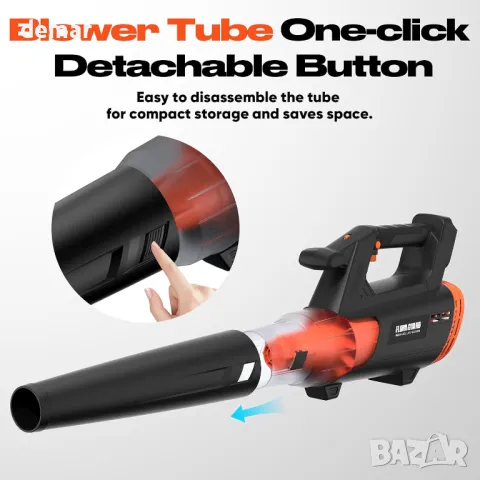 FLORA GAURD Безчеткова духалка за листа (без батерия), 600CFM/190MPH и 6 нива на скорост, снимка 3 - Градинска техника - 49989184