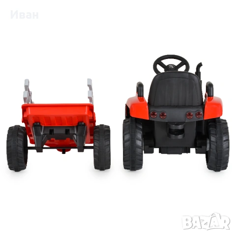  ПРОМОЦИЯ ДО 28.02! НОВО! Акумулаторен трактор с ремарке Dallas RED с 12V батерия , снимка 3 - Електрически играчки - 53334002