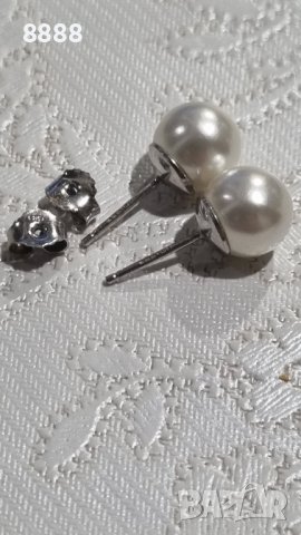 Автентични сребърни обеци 925 с перли , снимка 4 - Обеци - 44263840