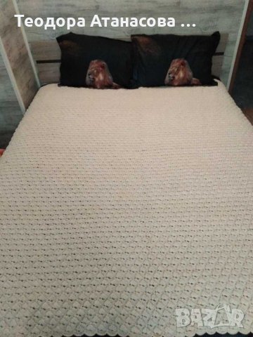 Ръчно плетено одеало от 100 % вълна. , снимка 2 - Покривки за легло - 29991966