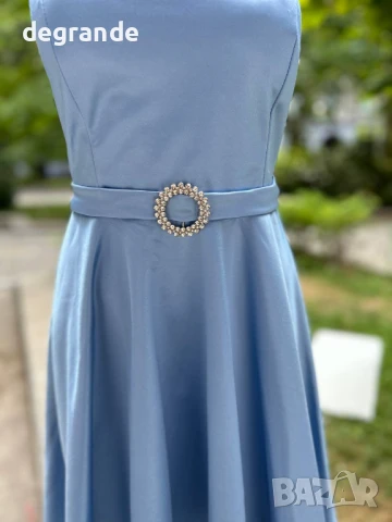 Луксозни сатенени рокли в Синьо светло синьо и Бяло, снимка 7 - Рокли - 51099500