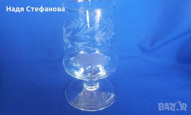Ретро гравирани стъклени чаши за алкохол със столче 6 бр, снимка 7 - Антикварни и старинни предмети - 29080799