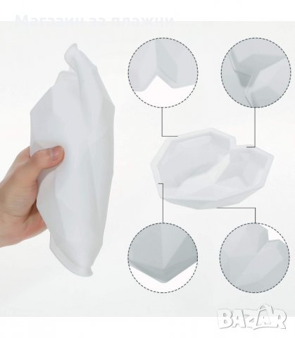 3D ГОЛЯМО РЕЛЕФНО СЪРЦЕ, ДИАМАНТЕНО, СИЛИКОНОВ МОЛД ФОРМА ЗА КЕКС, ТОРТА - код 3152, снимка 5 - Форми - 34128084