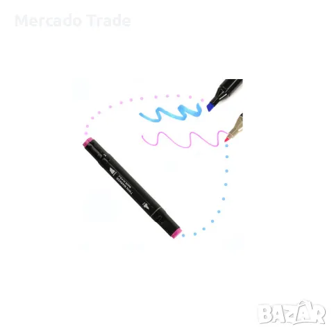 Комплект маркери за рисуване в калъф, двустранни, 100бр. , снимка 2 - Ученически пособия, канцеларски материали - 47888378