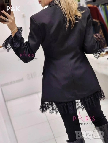 Удължено сако с дантела, снимка 3 - Сака - 52616372