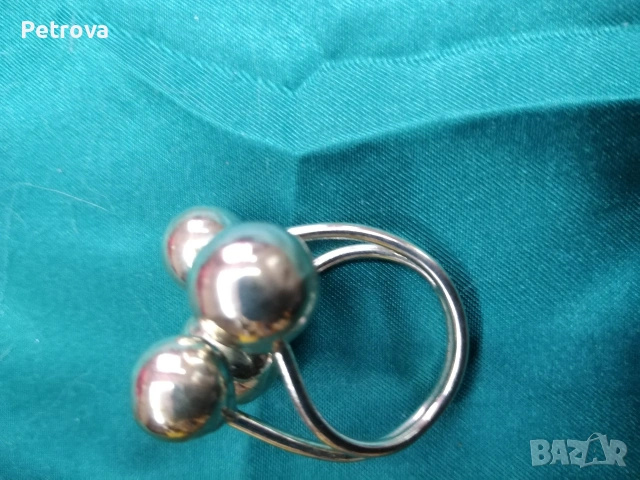 масивен сребърен пръстен с топчета, снимка 2 - Пръстени - 53133541