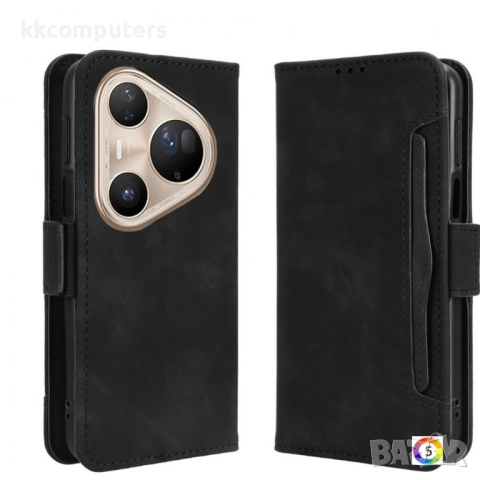 Huawei Pura 80 Ultra Magnetic Wallet Кожен Калъф и Протектор, Слот за Карти (Черен, Тъмносин, Червен, снимка 6 - Калъфи, кейсове - 51961169