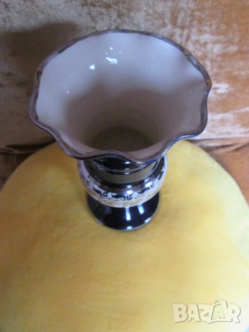 Стара порцеланова ваза ,кобалтов син цвят, позлата, снимка 3 - Вази - 34220539