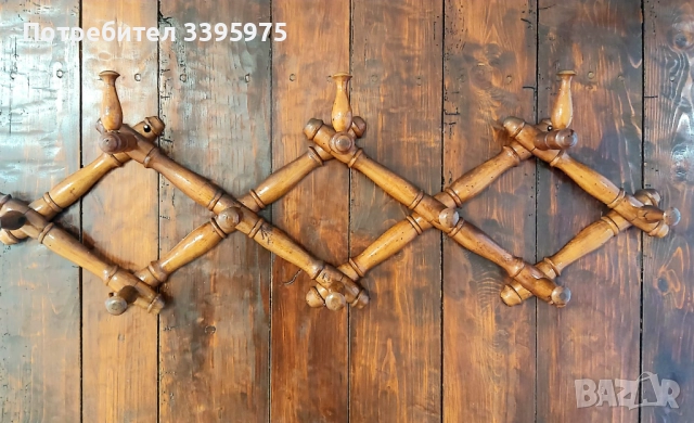 Винтидж дървена закачалка за палта, 1955 г., снимка 5 - Закачалки - 51694118