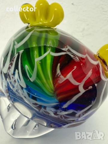 Цветна стъклена фигурка на бухал - Murano. №7631, снимка 8 - Колекции - 52481348