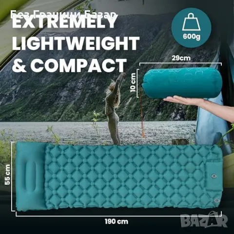 Нов Самонадуваем къмпинг дюшек с възглавница, крачна помпа, лек матрак, снимка 6 - Къмпинг мебели - 49704273