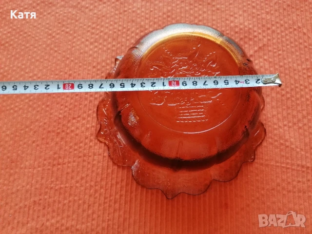 Винтидж преливаща кехлибарена купа, снимка 7 - Чинии - 50838491