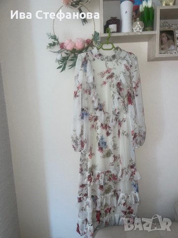 разкошна  нова дълга елегантна рокля  волани къдри Reaerved флорален нежен принт цветя, снимка 13 - Рокли - 42157211