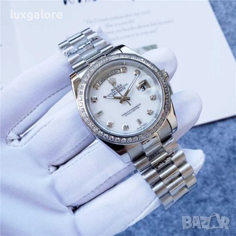 Унисекс часовник ROLEX Diamond Oyster Day-Date President с автоматичен механизъм, снимка 6 - Дамски - 40824115