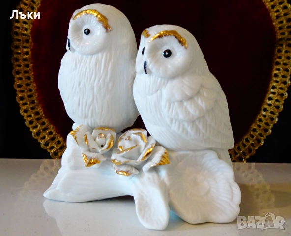 Порцеланова статуетка,фигура Бухал,Сова,злато. , снимка 4 - Статуетки - 52147432