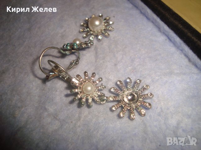 СТАРИ ПОСРЕБРЕНИ ФЛОРАЛНИ ПЕРЛЕН ТИП АРТ ОБЕЦИ 29437, снимка 4 - Обеци - 37692656