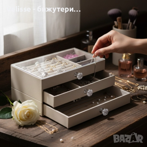 Органайзер за бижута с три чекмеджета – Multi functional Jewelry Storage Box, снимка 3 - Други - 52821337