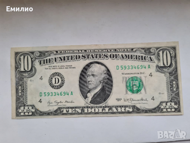 RARE ERROR NOTE. USA 🇺🇸 $ 10 DOLLARS 1977 , снимка 2 - Нумизматика и бонистика - 36494828