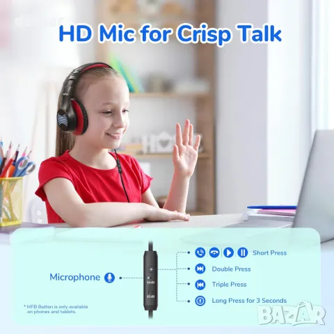 Детски слушалки EarFun с LED светлина, сгъваеми с микрофони, 85/94dB безопасно ограничение, Type-C, снимка 3 - Слушалки и портативни колонки - 48156779