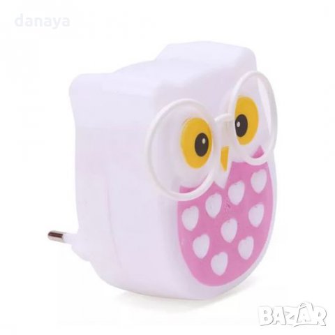 530 Детска нощна лед лампа за контакт Бухалче лампа за стена с копче 1W, снимка 13 - Друга електроника - 32119291