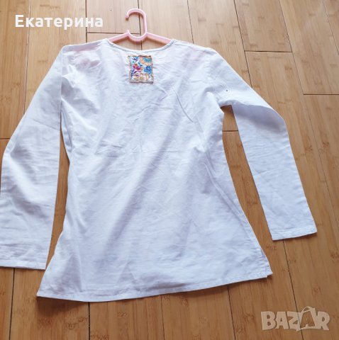 Бяла риза с бродерия 128, 8 г, снимка 6 - Детски Блузи и туники - 30003330
