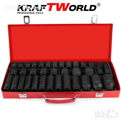 Комплект ударни вложки 35 части KraftWorld – 1/2″, 8–32 мм, шестостенни, снимка 7 - Други инструменти - 51452293