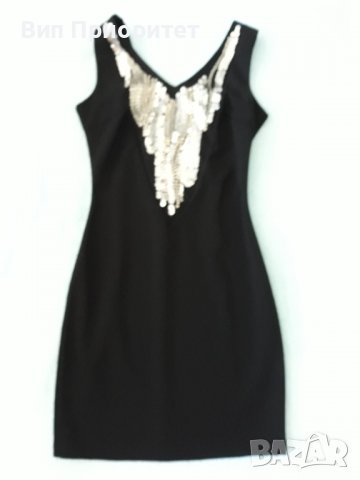 Черна официална скъпа рокля със сегмент-изкуство. Къса и сексапилна , елегантна, с цип на гърба,нова, снимка 1 - Рокли - 37264710