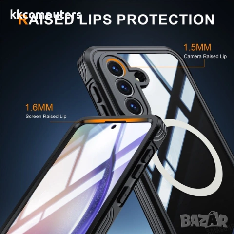 Магнитен Калъф за Samsung A57 5G - PC+TPU, С включено стъкло, Прозрачен, 3 цвята, снимка 4 - Калъфи, кейсове - 53973273