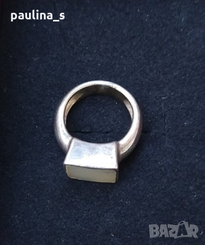 Масивен сребърен пръстен проба 925 Житен клас със седеф, снимка 3 - Пръстени - 29210840