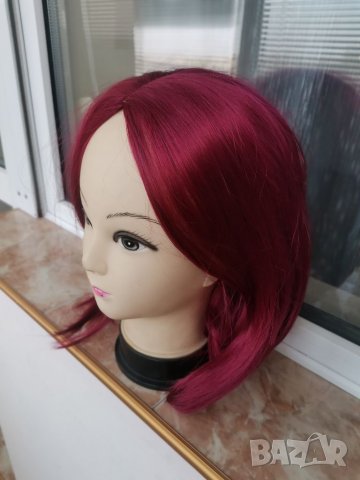 Нова  права червена перука БОБ без бретон - 35см- мод.96, снимка 7 - Аксесоари за коса - 23030464