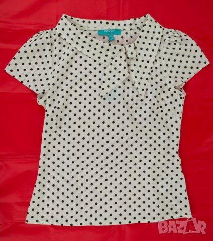 Дамска блуза в цвят крем на черни точки марка Fever London , снимка 1 - Ризи - 36871428