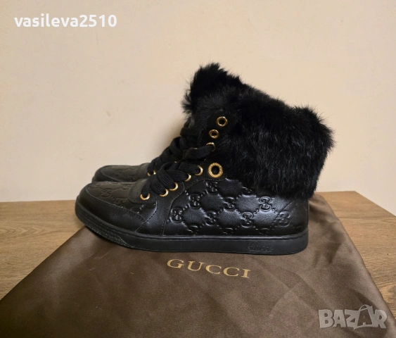 Gucci дамски кецове от естествена кожа и естествен косъм , снимка 4 - Кецове - 53893006