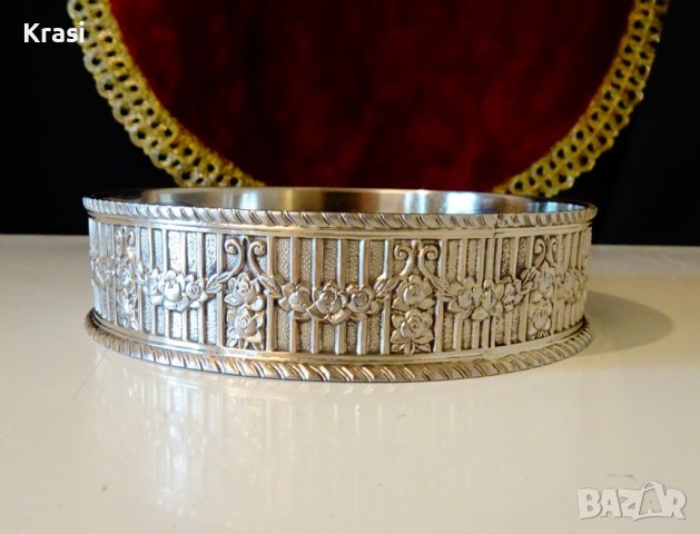 Посребрена поставка за бутилка,лъв,рози,барок. , снимка 6 - Антикварни и старинни предмети - 38394677