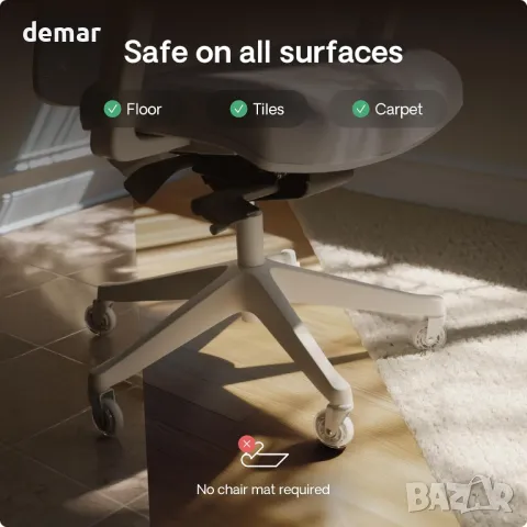 Колелца Desktronic – Комплект от 5 – Гумени резервни колелца за мебели и офис столове, бели, снимка 3 - Други стоки за дома - 50412115